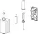 Schematische Darstellung eines Bluetooth-Moduls von HANSA, bestehend aus einem Gehäuse, einer Verbindungseinheit, einer Speichereinheit und einer Leiterkarte.